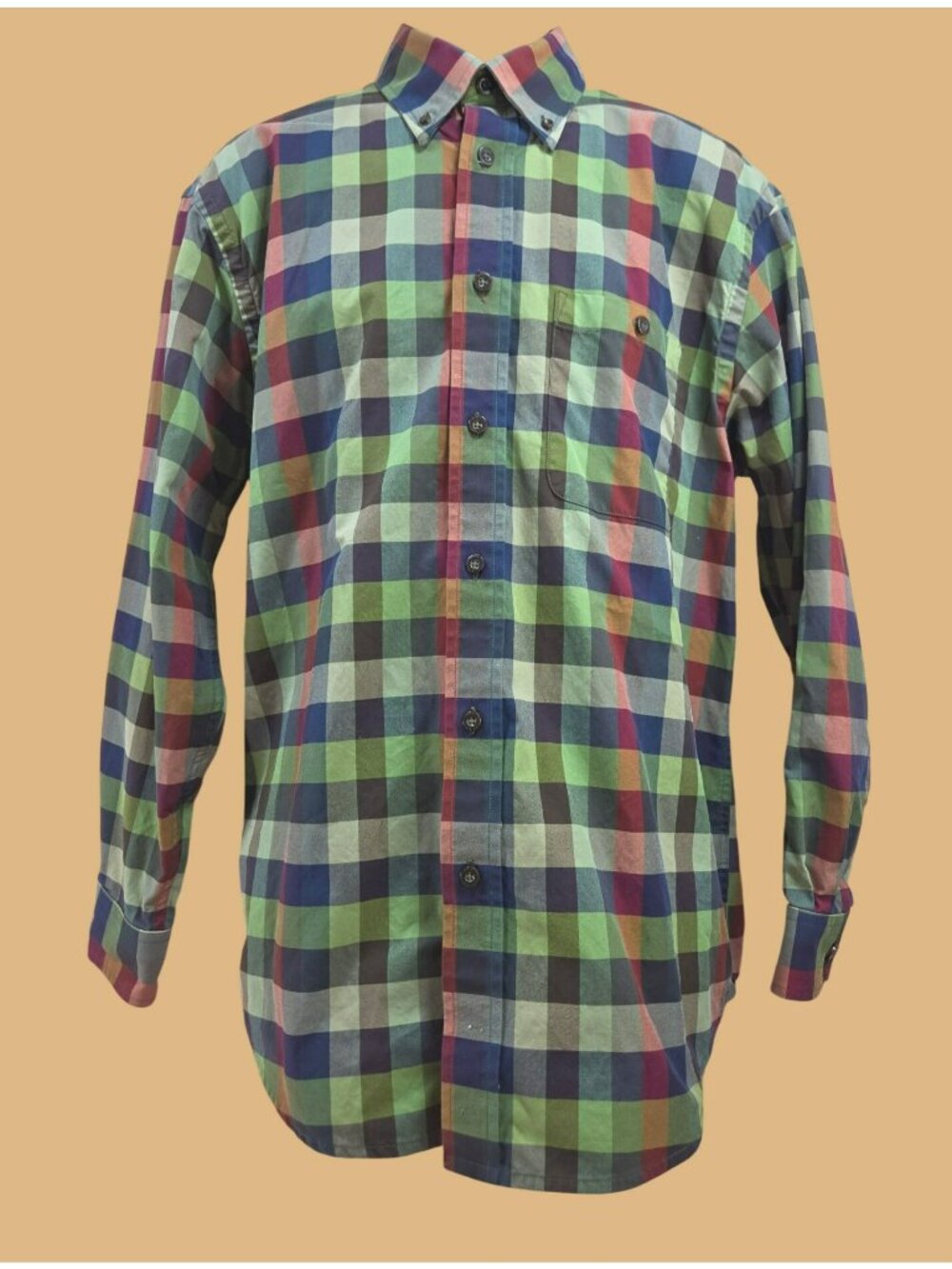 Orvis Mens Plaid Long Sleeve Button-Up Shirt Medium